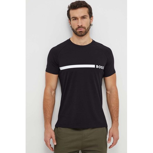 BOSS t-shirt bawełniany męski kolor czarny z nadrukiem ze sklepu ANSWEAR.com w kategorii T-shirty męskie - zdjęcie 165868609