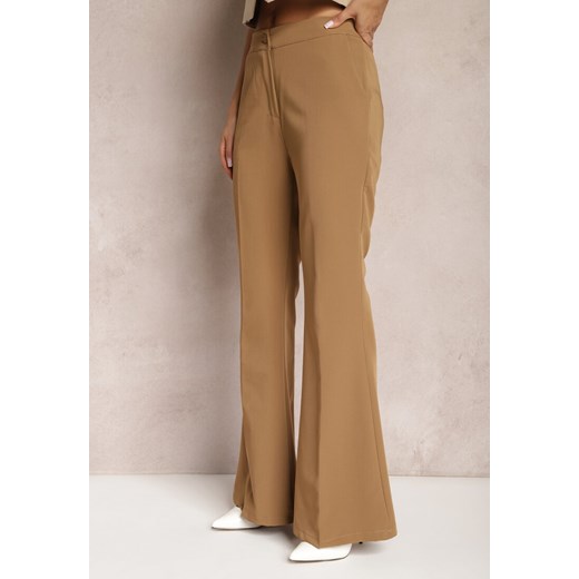 Brązowe Spodnie Dzwony High Waist Enyselle Renee L Renee odzież wyprzedaż
