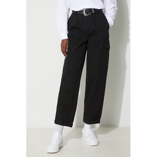 Carhartt WIP spodnie bawełniane Collins Pant kolor czarny fason cargo high waist I029789.89GD ze sklepu PRM w kategorii Spodnie damskie - zdjęcie 165874478