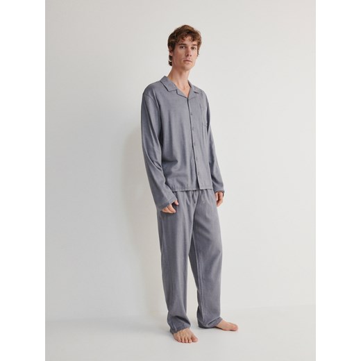 Reserved - Dwuczęściowa piżama z wiskozą - ciemnoszary ze sklepu Reserved w kategorii Piżamy męskie - zdjęcie 165876337