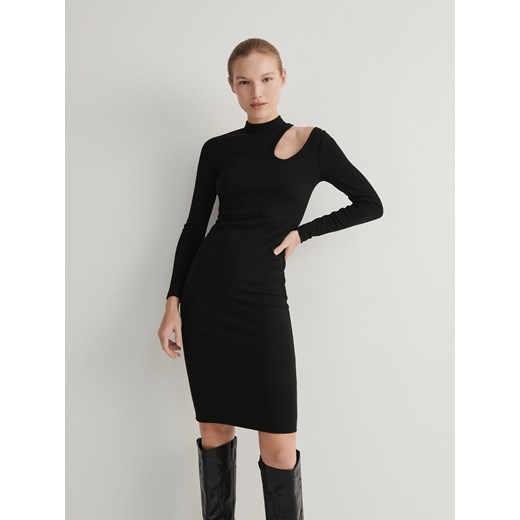 Reserved - Dzianinowa sukienka midi - czarny ze sklepu Reserved w kategorii Sukienki - zdjęcie 165876539