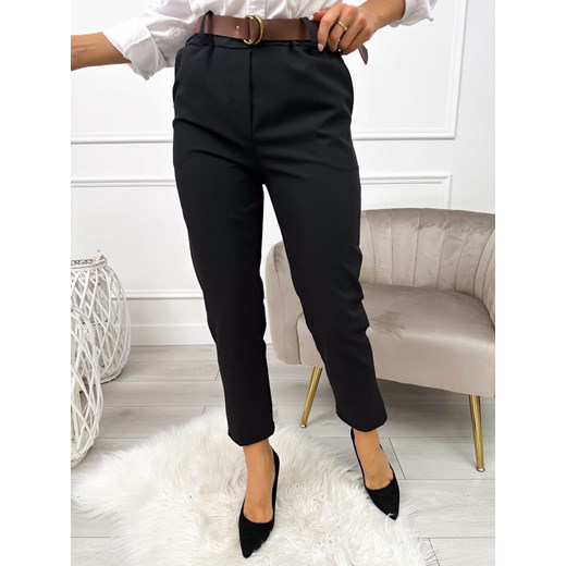 Czarne Spodnie z Paskiem Modnakiecka.pl 42 ModnaKiecka.pl