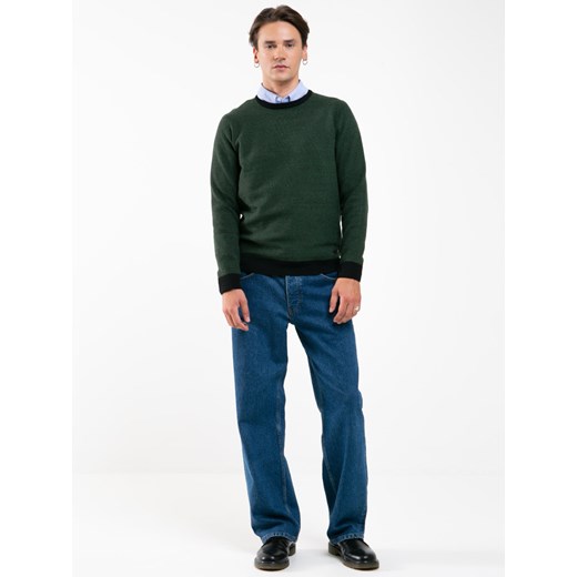 Sweter męski z żakardowym splotem zielony Maxis 301 ze sklepu Big Star w kategorii Swetry męskie - zdjęcie 165883019
