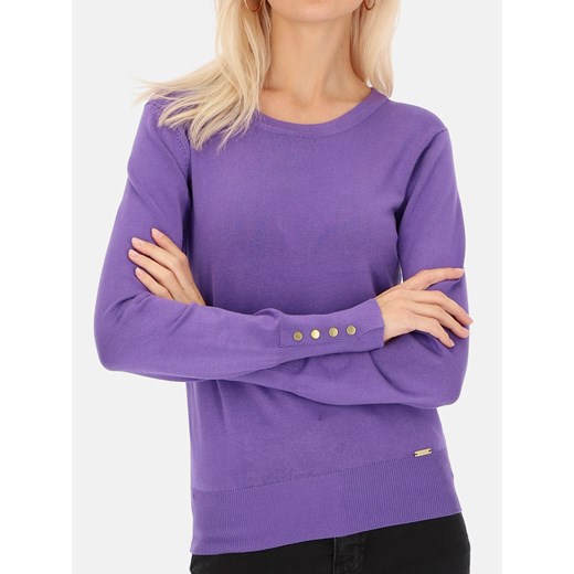 Jednokolorowy sweter z okrągłym dekoltem L'AF Alpi ze sklepu Eye For Fashion w kategorii Swetry damskie - zdjęcie 165883389