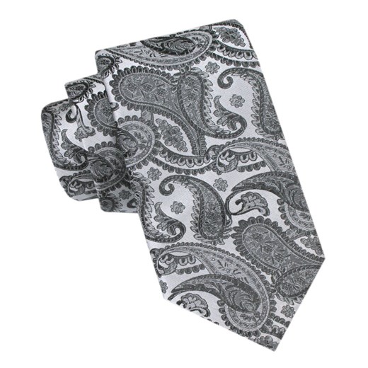 Krawat Męski - Alties - Szary Wzór Paisley KRALTS1020 ze sklepu JegoSzafa.pl w kategorii Krawaty - zdjęcie 165883488