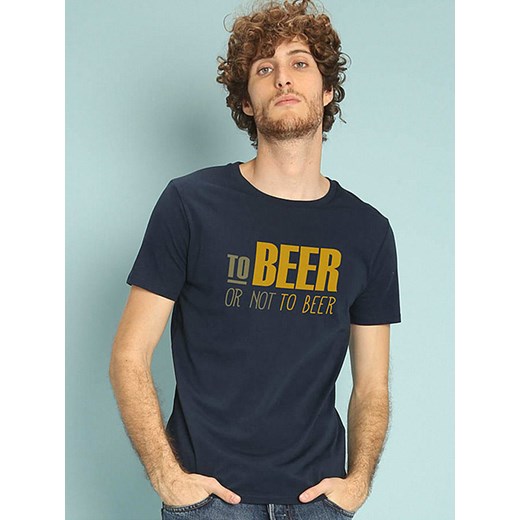 WOOOP Koszulka &quot;To Beer or not to Beer&quot; w kolorze granatowym ze sklepu Limango Polska w kategorii T-shirty męskie - zdjęcie 165883805