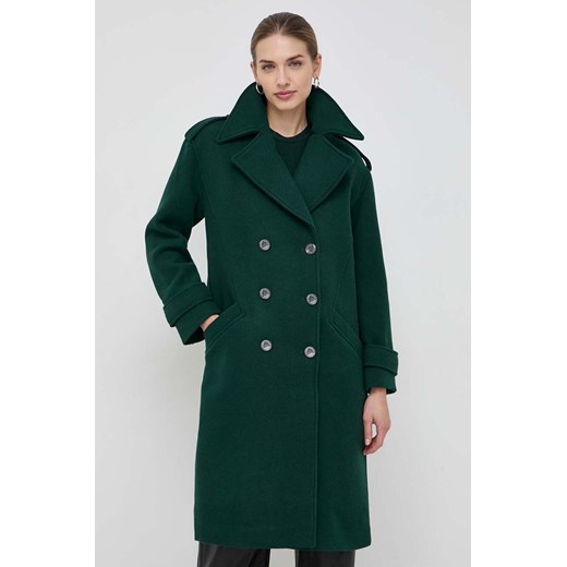 Morgan płaszcz z domieszką wełny kolor zielony przejściowy oversize ze sklepu ANSWEAR.com w kategorii Płaszcze damskie - zdjęcie 165894648