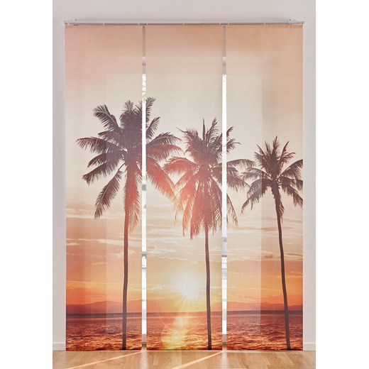Firana panelowa chroniąca przed słońcem, z motywem palm (3 części) Wys./szer. 225/57 cm bonprix