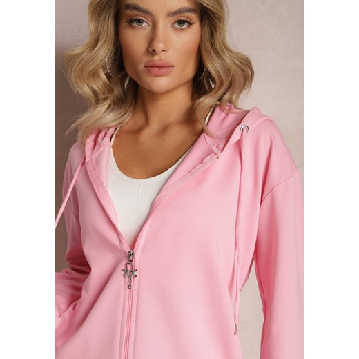 Różowa Bawełniana Bluza na Suwak z Kapturem Beryssa Renee ONE SIZE Renee odzież okazyjna cena