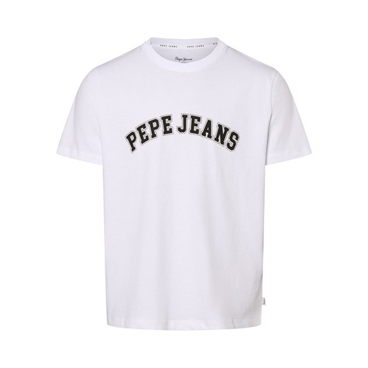 Pepe Jeans T-shirt męski Mężczyźni Bawełna biały nadruk ze sklepu vangraaf w kategorii T-shirty męskie - zdjęcie 166002045