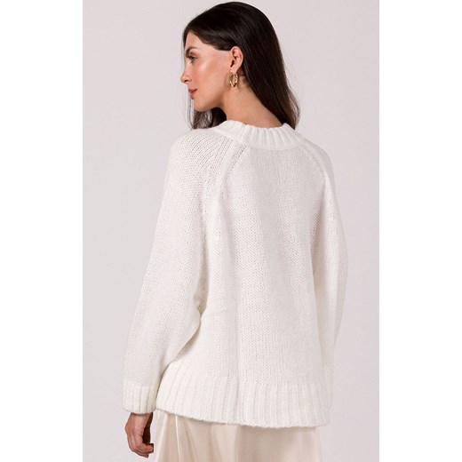 Sweter damski biały BK105, Kolor biały, Rozmiar uniwersalny, BeWear ze sklepu Primodo w kategorii Swetry damskie - zdjęcie 166008807