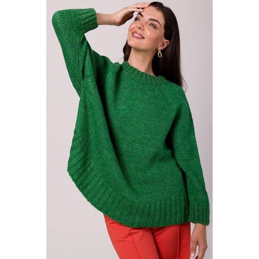 Sweter damski zielony BK105, Kolor zielony, Rozmiar uniwersalny, BeWear ze sklepu Primodo w kategorii Swetry damskie - zdjęcie 166008825