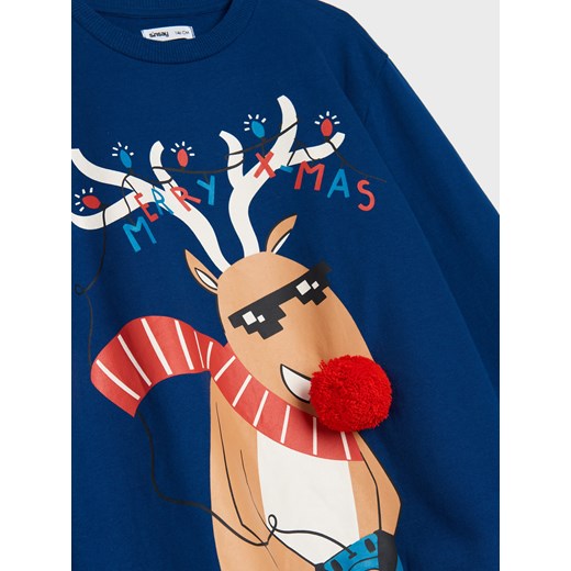 Sinsay - Bluza z nadrukiem - granatowy Sinsay 146 Sinsay