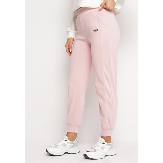 Różowe Spodnie Dresowe Bawełniane Basira ze sklepu Born2be Odzież w kategorii Spodnie damskie - zdjęcie 166015925