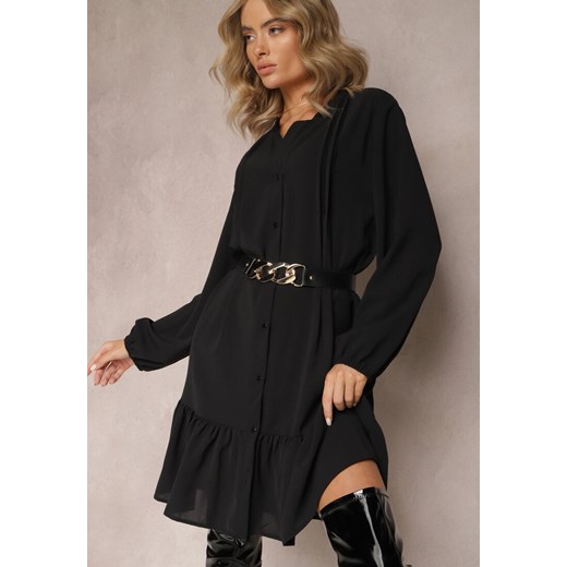 Czarna Koszulowa Sukienka Mini Galdra ze sklepu Renee odzież w kategorii Sukienki - zdjęcie 166017918