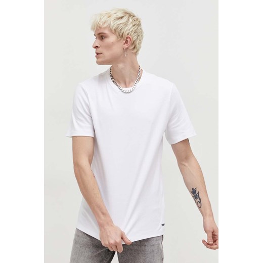 HUGO t-shirt bawełniany kolor biały gładki 50480434 ze sklepu ANSWEAR.com w kategorii T-shirty męskie - zdjęcie 166023966