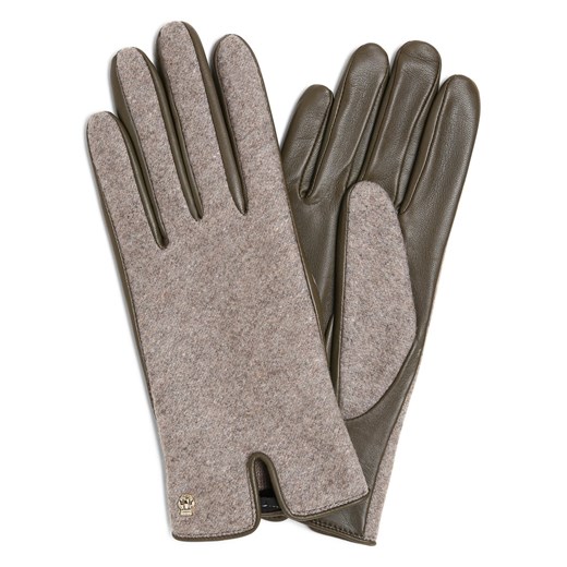 ROECKL Rękawiczki z dodatkiem skóry Kobiety Wełna trzcinowy jednolity ze sklepu vangraaf w kategorii Rękawiczki damskie - zdjęcie 166024427