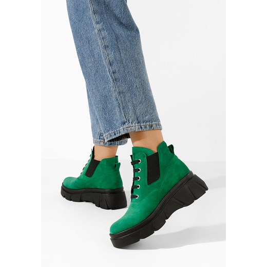Zielone botki na platformie Melba V2 ze sklepu Zapatos w kategorii Botki - zdjęcie 166024568