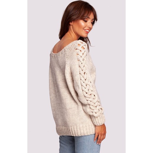 Sweter damski beżowy BK090, Kolor beżowy, Rozmiar L/XL, BeWear ze sklepu Primodo w kategorii Swetry damskie - zdjęcie 166026347