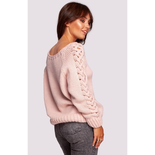 Sweter damski różowy BK090, Kolor różowy, Rozmiar L/XL, BeWear ze sklepu Primodo w kategorii Swetry damskie - zdjęcie 166026355