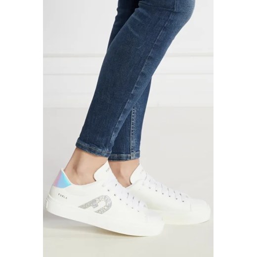 Buty sportowe damskie Furla sneakersy z tworzywa sztucznego płaskie sznurowane 