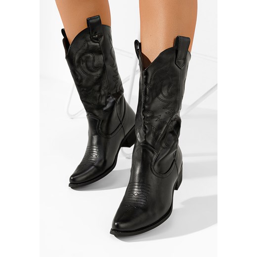 Czarne kozaki kowbojki damskie Kiara ze sklepu Zapatos w kategorii Botki - zdjęcie 166031506