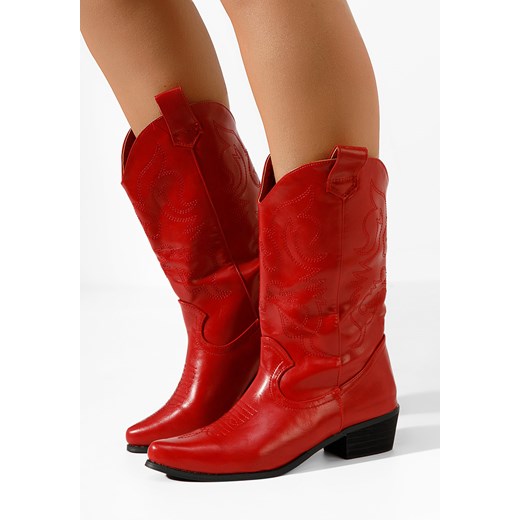 Czerwone kozaki kowbojki damskie Kiara ze sklepu Zapatos w kategorii Botki - zdjęcie 166031518