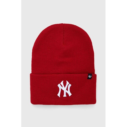 47brand czapka MLB New York Yankees kolor czerwony z cienkiej dzianiny ONE ANSWEAR.com