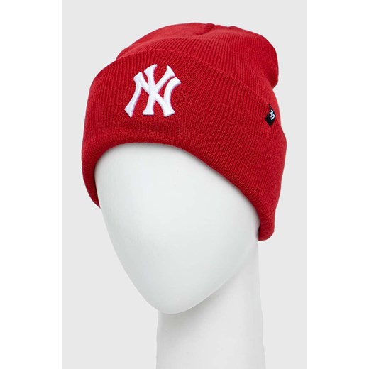 47brand czapka MLB New York Yankees kolor czerwony z cienkiej dzianiny ONE ANSWEAR.com