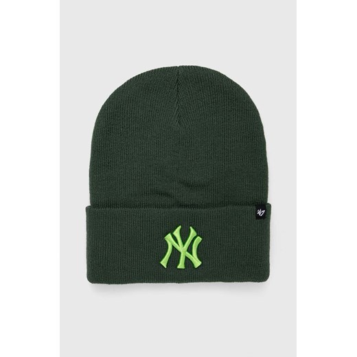 47brand czapka MLB New York Yankees kolor zielony z grubej dzianiny ze sklepu ANSWEAR.com w kategorii Czapki zimowe męskie - zdjęcie 166031566