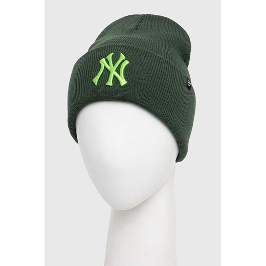 47brand czapka MLB New York Yankees kolor zielony z grubej dzianiny ONE ANSWEAR.com