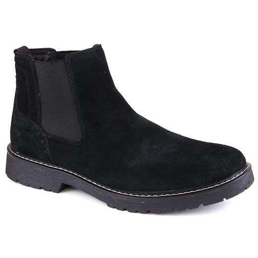 Skórzane zamszowe buty sztyblety męskie wsuwane czarne Filippo MBT5003 ze sklepu ButyModne.pl w kategorii Buty zimowe męskie - zdjęcie 166035766
