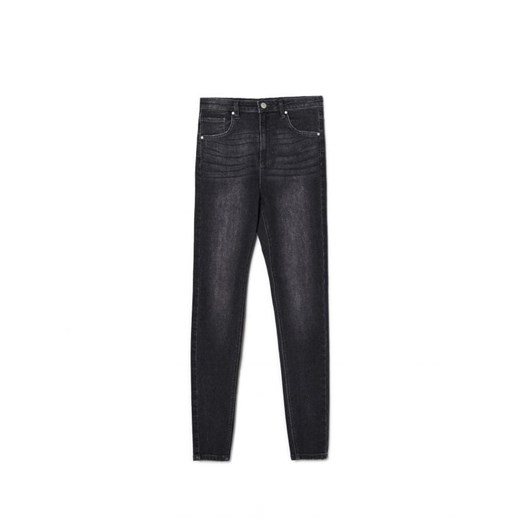 Cropp - Czarne jeansy skinny high waist - jasny szary ze sklepu Cropp w kategorii Jeansy damskie - zdjęcie 166041716