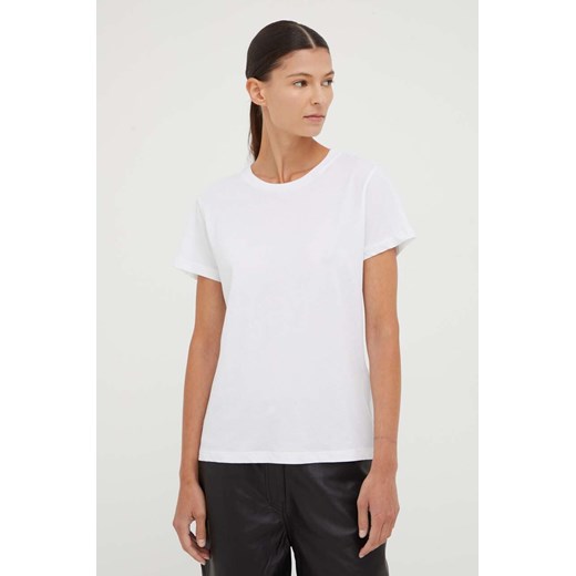 Samsoe Samsoe t-shirt bawełniany SOLLY kolor biały F00012050 ze sklepu PRM w kategorii Bluzki damskie - zdjęcie 166042479