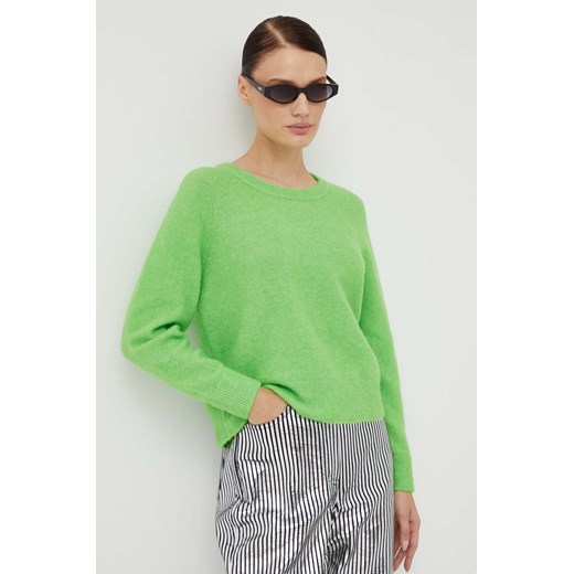 Samsoe Samsoe sweter wełniany damski kolor zielony lekki Samsoe Samsoe XS PRM