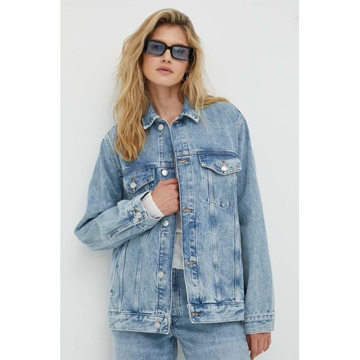 Samsoe Samsoe kurtka jeansowa damska kolor niebieski przejściowa oversize ze sklepu PRM w kategorii Kurtki damskie - zdjęcie 166042557