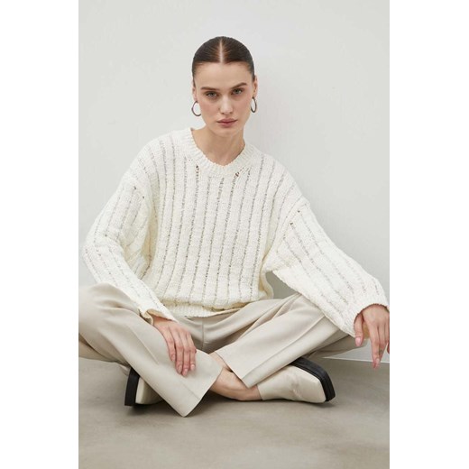 Samsoe Samsoe sweter damski kolor beżowy ze sklepu PRM w kategorii Swetry damskie - zdjęcie 166042675