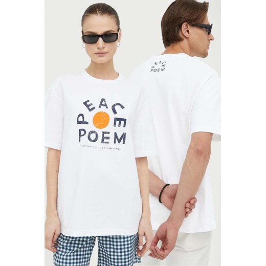 Samsoe Samsoe t-shirt bawełniany kolor biały z nadrukiem ze sklepu PRM w kategorii T-shirty męskie - zdjęcie 166042787