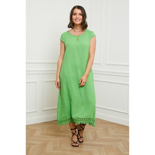 Curvy Lady Lniana sukienka w kolorze zielonym Curvy Lady 40/42 wyprzedaż Limango Polska