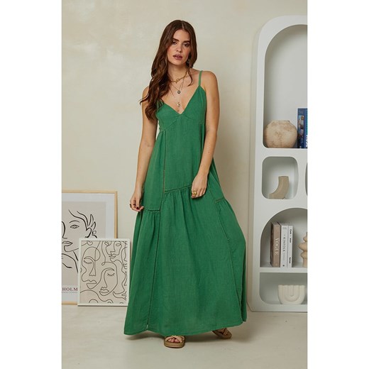 Rodier Lin Lniana sukienka w kolorze zielonym ze sklepu Limango Polska w kategorii Sukienki - zdjęcie 166049336