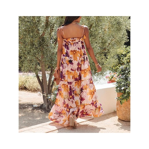 LA Angels Sukienka w kolorze beżowym ze wzorem La Angels L okazyjna cena Limango Polska