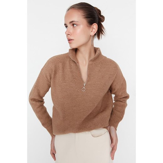 trendyol Sweter w kolorze jasnobrązowym ze sklepu Limango Polska w kategorii Swetry damskie - zdjęcie 166053648