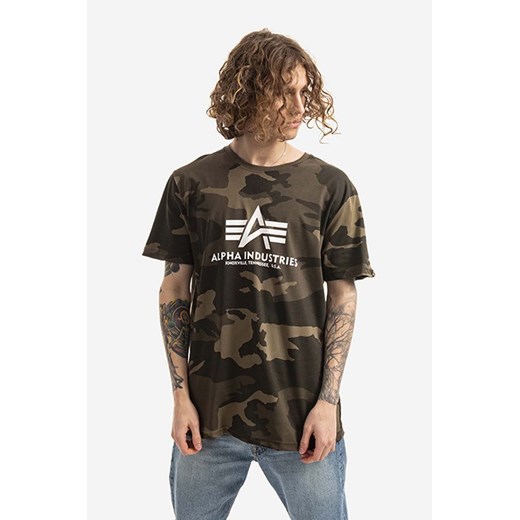 Alpha Industries t-shirt Basic męski kolor zielony wzorzysty 100501C.239-ZIELONY ze sklepu ANSWEAR.com w kategorii T-shirty męskie - zdjęcie 166055756
