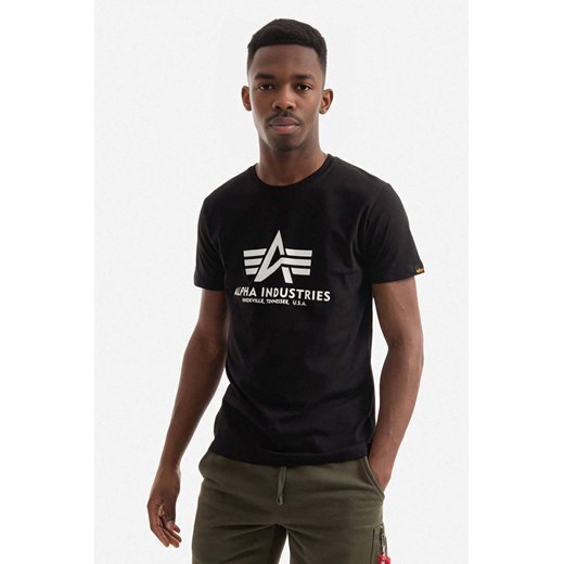 Alpha Industries t-shirt bawełniany Basic T-Shirt kolor czarny z nadrukiem 100501.03 ze sklepu ANSWEAR.com w kategorii T-shirty męskie - zdjęcie 166055767