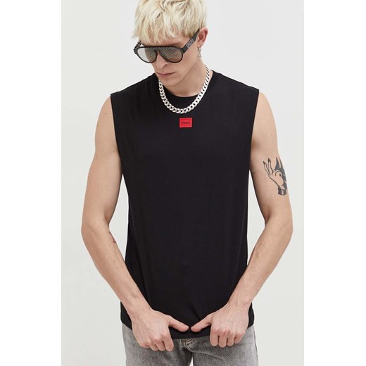 HUGO t-shirt bawełniany kolor czarny ze sklepu ANSWEAR.com w kategorii T-shirty męskie - zdjęcie 166056739
