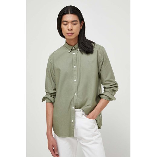 Les Deux koszula męska kolor zielony regular z kołnierzykiem button-down Les Deux L ANSWEAR.com