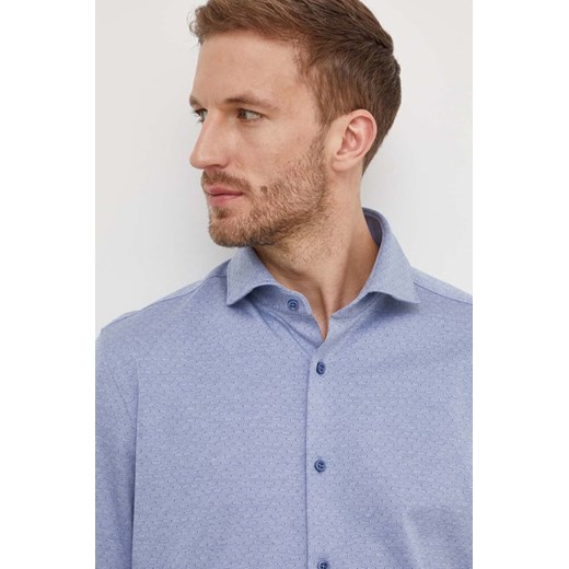 BOSS koszula bawełniana męska kolor niebieski regular z kołnierzykiem klasycznym ze sklepu ANSWEAR.com w kategorii Koszule męskie - zdjęcie 166074075