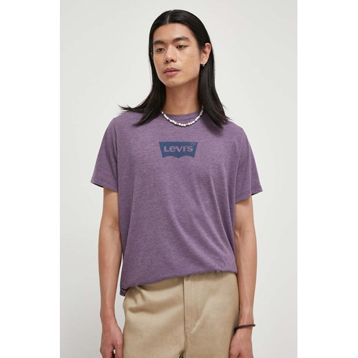 Levi&apos;s t-shirt męski kolor fioletowy z nadrukiem ze sklepu ANSWEAR.com w kategorii T-shirty męskie - zdjęcie 166074289