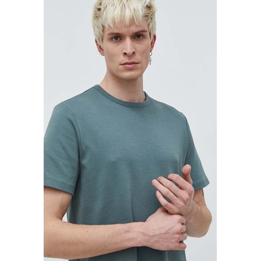 HUGO t-shirt bawełniany kolor zielony gładki 50480434 ze sklepu ANSWEAR.com w kategorii T-shirty męskie - zdjęcie 166083849