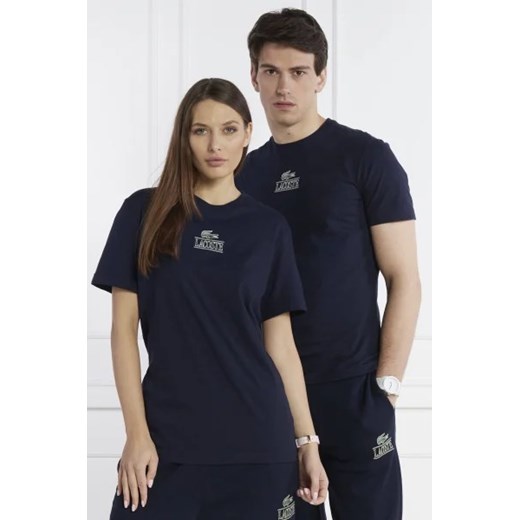 T-shirt męski Lacoste z napisami z krótkim rękawem
